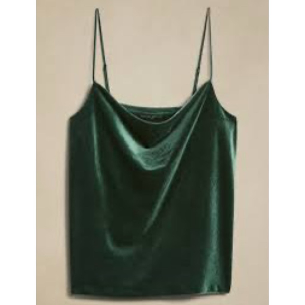 NWT Banana Republic Dark Green Velvet Cowl-Neck Cami, XS